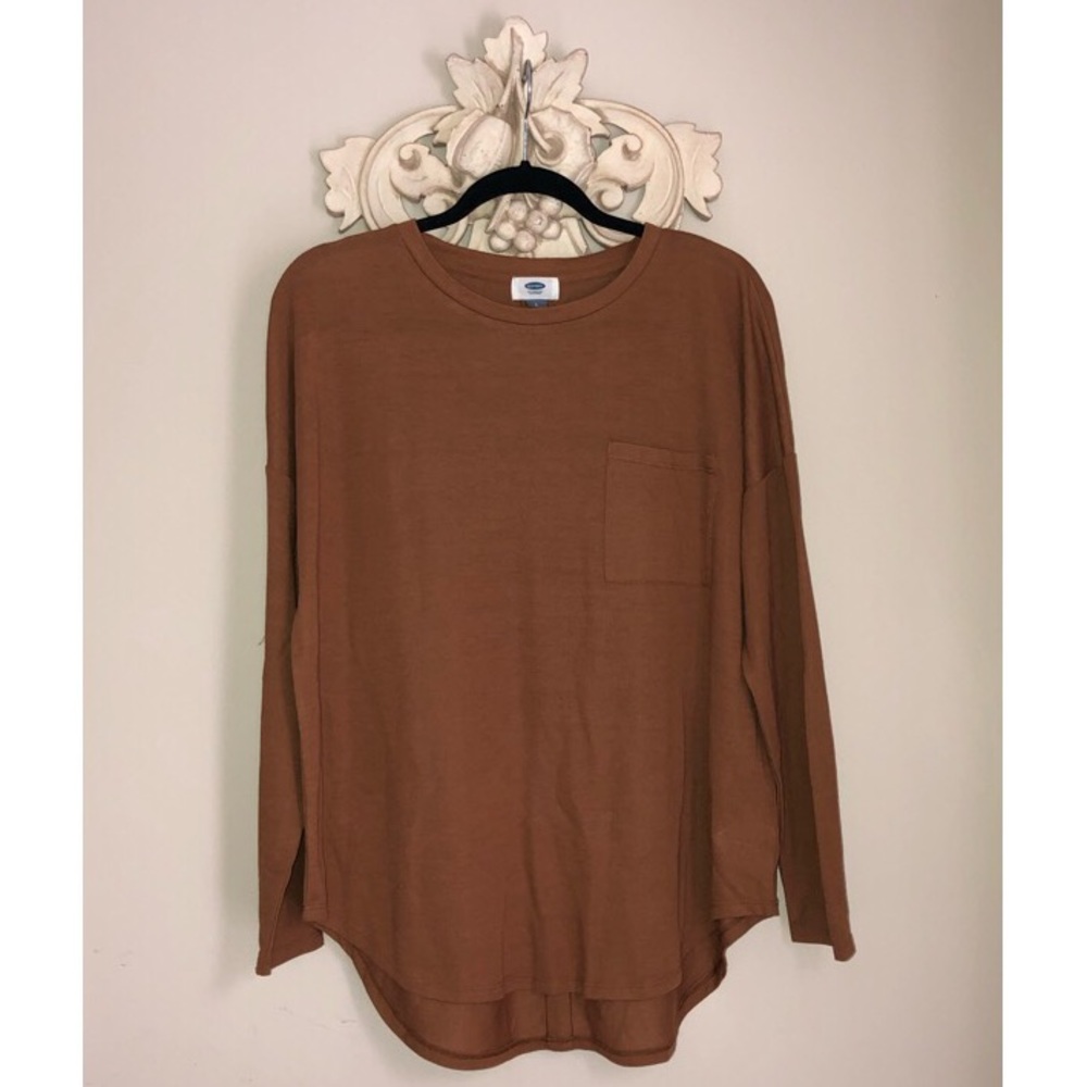 Burnt Orange Long Sleeve Sweater with Pocket